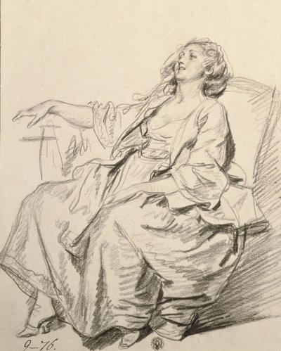 Junge Frau, die in einem Sessel sitzt, ca. 1768-69 von Jean Baptiste Greuze